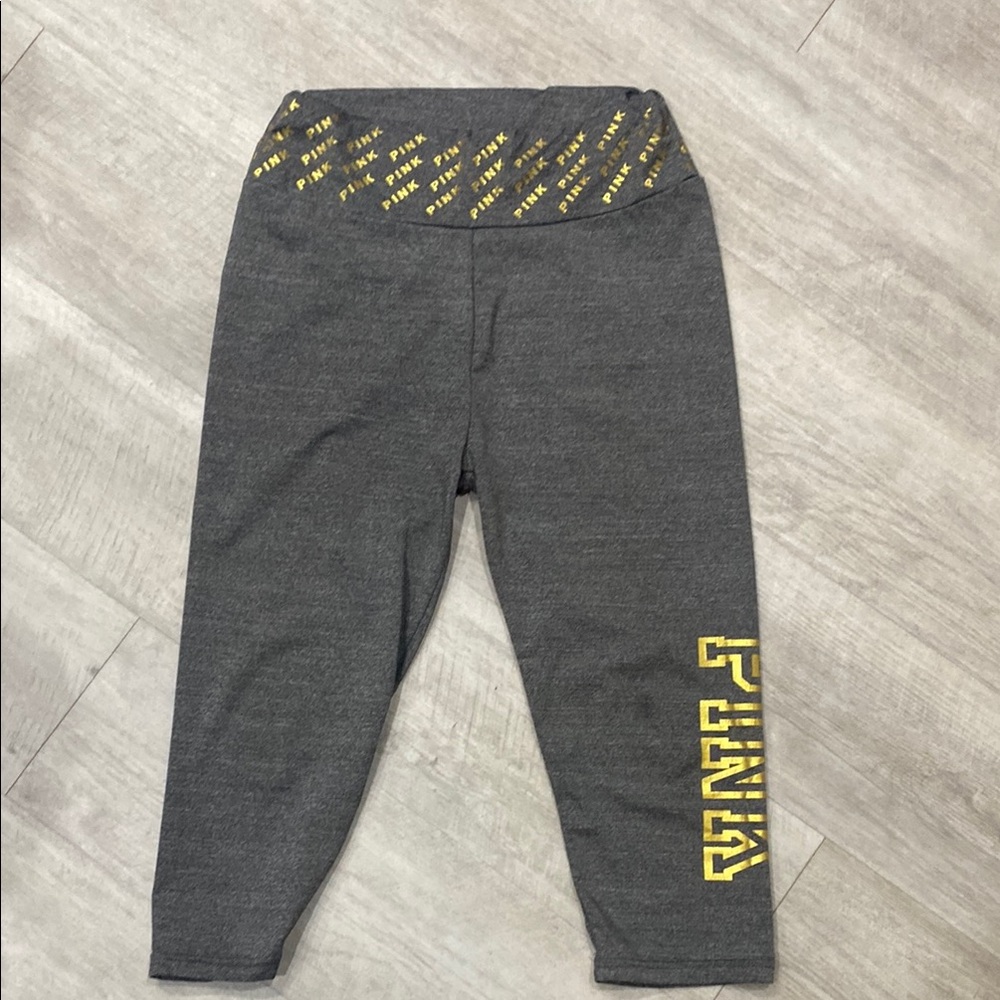 PINK Victoria's Secret Gray and Gold Leggings Tapered Fit